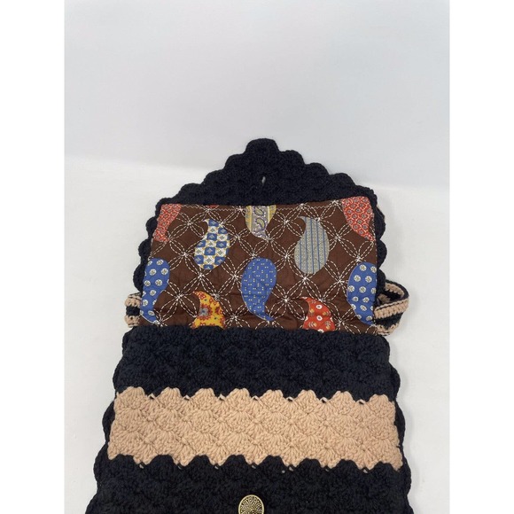 Vintage NEW Boho Acrylic Crochet Woven Hand Bag Purse Hippie Pockets Grannycore - Picture 7 of 15